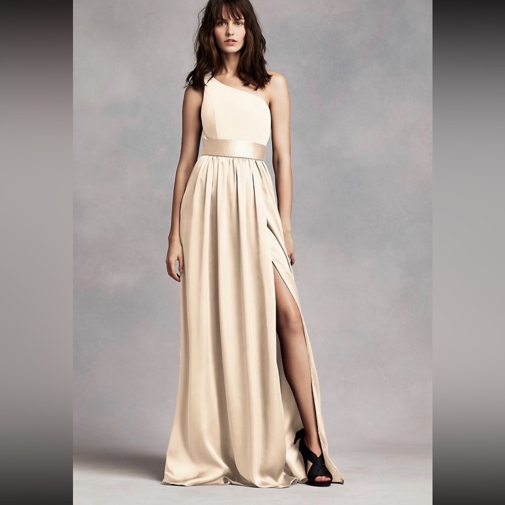 Vera Wang Champagne one shoulder dress